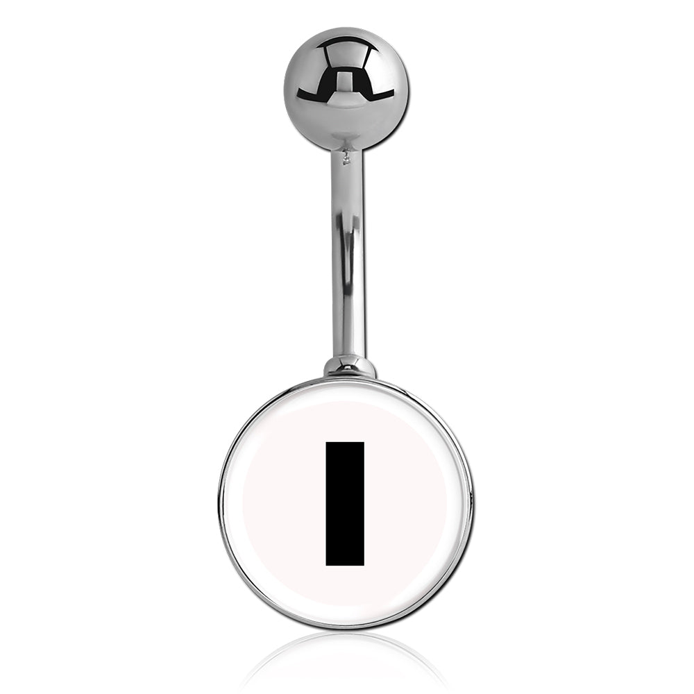 Printed Alphabet Letter Initial Belly Bars - Basic Curved Barbell. Navel Rings Australia.