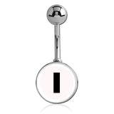 Printed Alphabet Letter Initial Belly Bars - Basic Curved Barbell. Navel Rings Australia.