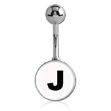 Printed Alphabet Letter Initial Belly Bars - Basic Curved Barbell. Navel Rings Australia.