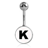 Printed Alphabet Letter Initial Belly Bars - Basic Curved Barbell. Navel Rings Australia.