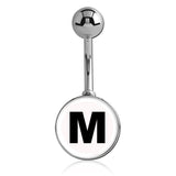 Printed Alphabet Letter Initial Belly Bars - Basic Curved Barbell. Navel Rings Australia.
