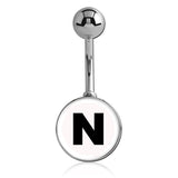 Printed Alphabet Letter Initial Belly Bars - Basic Curved Barbell. Navel Rings Australia.