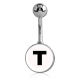 Printed Alphabet Letter Initial Belly Bars - Basic Curved Barbell. Navel Rings Australia.