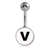 Printed Alphabet Letter Initial Belly Bars - Basic Curved Barbell. Navel Rings Australia.