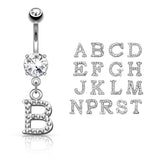 Alphabet Letter Initial Navel Bars - Dangling Belly Ring. Navel Rings Australia.