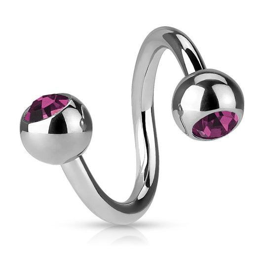 Extra Small 16G Gem Spiral Twist Belly Rings - Spiral Twister Twistie. Navel Rings Australia.