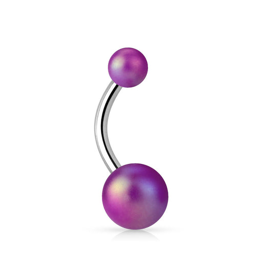 Matte Finish Pearlish Belly Bars - Basic Curved Barbell. Navel Rings Australia.