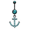 Captain Flatouts Black Diamond Anchor Belly Ring - Dangling Belly Ring. Navel Rings Australia.