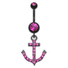 Captain Flatouts Black Diamond Anchor Belly Ring - Dangling Belly Ring. Navel Rings Australia.