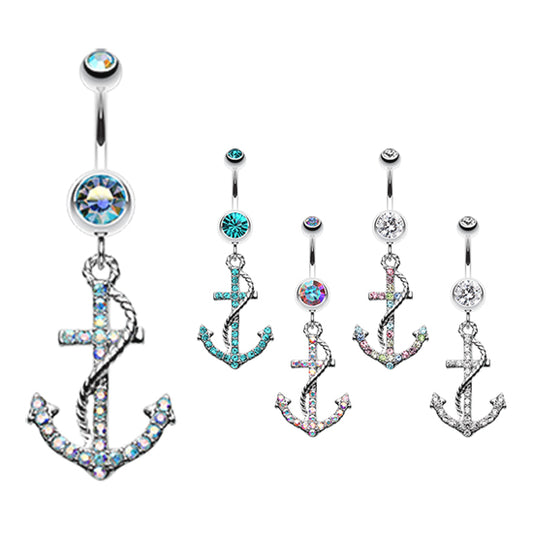 Ships Ahoy Anchor Belly Bar - Dangling Belly Ring. Navel Rings Australia.