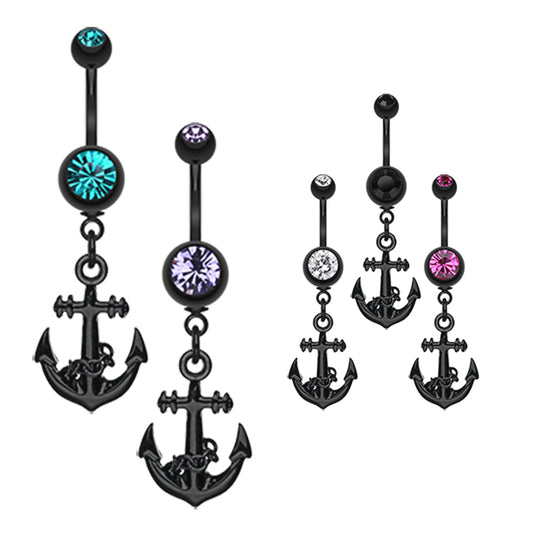 Black Bounty Anchor Belly Piercing - Dangling Belly Ring. Navel Rings Australia.
