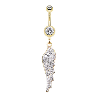 Malaikat Angel Dangly Navel Ring in Gold - Dangling Belly Ring. Navel Rings Australia.