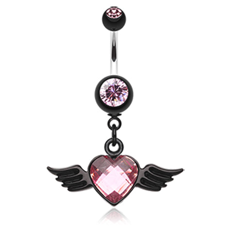 Iridescent Angel Wing Navel Ring - Dangling Belly Ring. Navel Rings Australia.