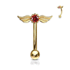 16g Petite Angel Wing Reverse Navel Ring with Gold Plating