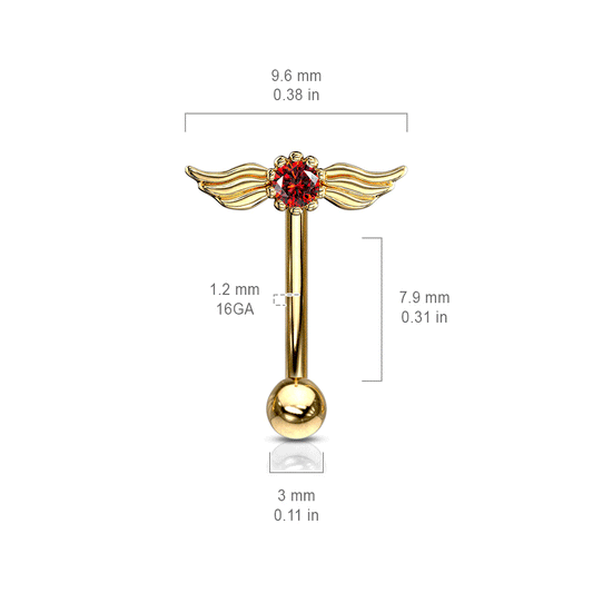 16g Petite Angel Wing Reverse Body Jewellery