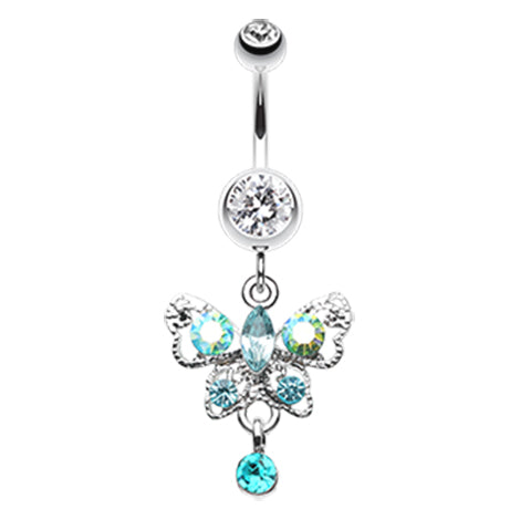 Moonlit Butterfly Belly Ring - Dangling Belly Ring. Navel Rings Australia.