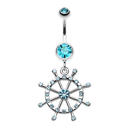 Caribbean Boat Wheel Belly Dangle - Dangling Belly Ring. Navel Rings Australia.