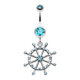 Caribbean Boat Wheel Belly Dangle - Dangling Belly Ring. Navel Rings Australia.