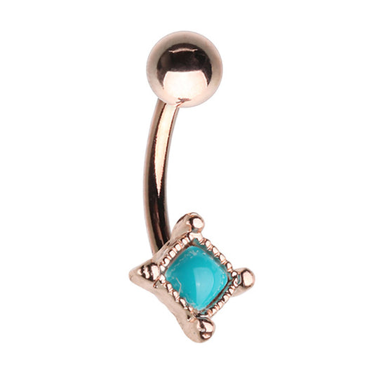 16g Petite Turquoise Arabian Belly Bar - Fixed (non-dangle) Belly Bar. Navel Rings Australia.