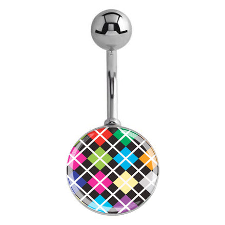 Argyle Pastels Belly Button Ring - Basic Curved Barbell. Navel Rings Australia.
