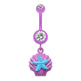 Ariel's Shell Dangly Navel Ring - Dangling Belly Ring. Navel Rings Australia.