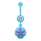 Ariel's Shell Dangly Navel Ring - Dangling Belly Ring. Navel Rings Australia.