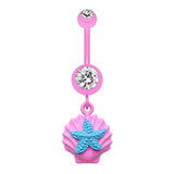 Ariel's Shell Dangly Navel Ring - Dangling Belly Ring. Navel Rings Australia.