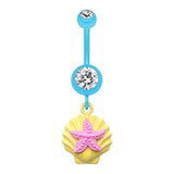Ariel's Shell Dangly Navel Ring - Dangling Belly Ring. Navel Rings Australia.