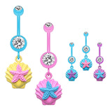 Ariel's Shell Dangly Navel Ring - Dangling Belly Ring. Navel Rings Australia.
