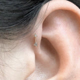 Diamond Arrow Earring by Maria Tash in 14K Rose Gold. Flat Stud. - Earring. Navel Rings Australia.
