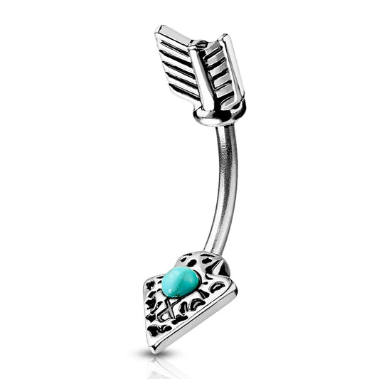 Zulu Tribal Arrowhead Belly Bar - Fixed (non-dangle) Belly Bar. Navel Rings Australia.