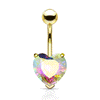 Clouded Hearts Belly Bar with Gold Plating