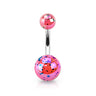 Pearled Glimmer Acrylic Belly Ring - Basic Curved Barbell. Navel Rings Australia.