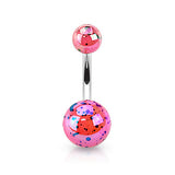 Pearled Glimmer Acrylic Belly Ring - Basic Curved Barbell. Navel Rings Australia.