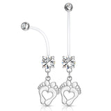 Jewelled Pitter Patter Pregnancy Belly Bar - Maternity Belly Ring. Navel Rings Australia.