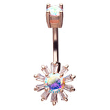 Sunny Baguette Belly Ring in Rose Gold - Fixed (non-dangle) Belly Bar. Navel Rings Australia.