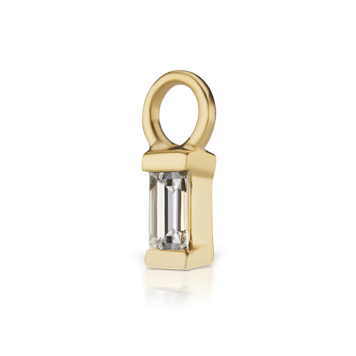 3mm Diamond Baguette Charm by Maria Tash in Yellow Gold.