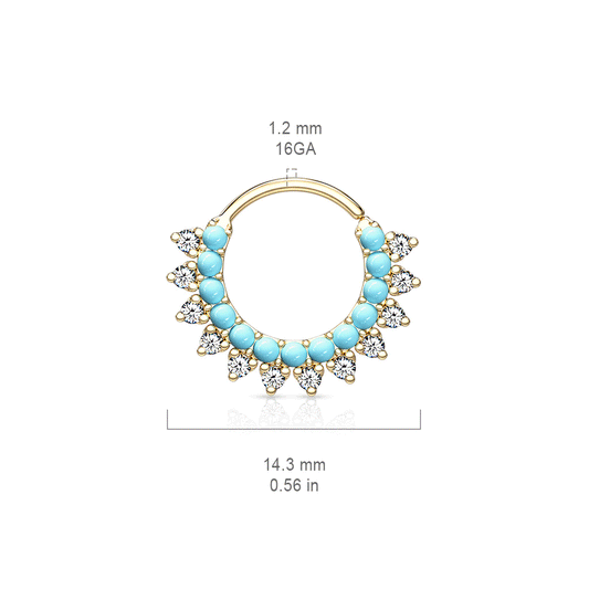 Turquoise Bahamas Bendable Hoop Body Jewellery with Rose Gold Plating