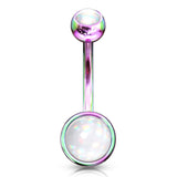 Misty Empress Disc Belly Bar with Titanium Plating - Basic Curved Barbell. Navel Rings Australia.