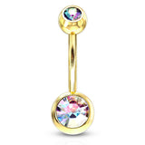 Classique Gem Belly Bars with Gold Plating - Basic Curved Barbell. Navel Rings Australia.