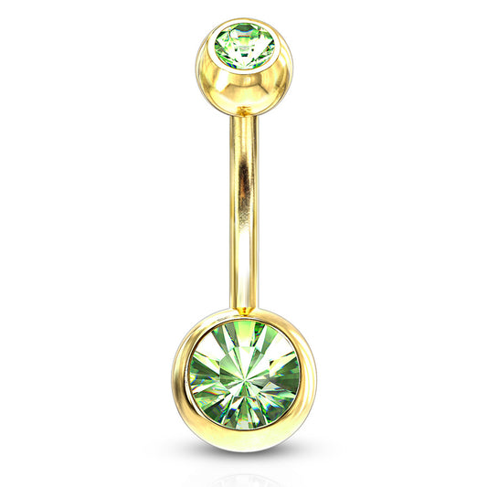 Classique Gem Belly Bars with Gold Plating - Basic Curved Barbell. Navel Rings Australia.