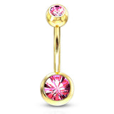 Classique Gem Belly Bars with Gold Plating - Basic Curved Barbell. Navel Rings Australia.