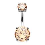 Steel Kingdom Gem Navel Bar - Fixed (non-dangle) Belly Bar. Navel Rings Australia.