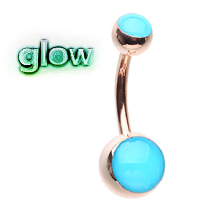 Rose Gold Classique Glow in the Dark Belly Bars - Basic Curved Barbell. Navel Rings Australia.