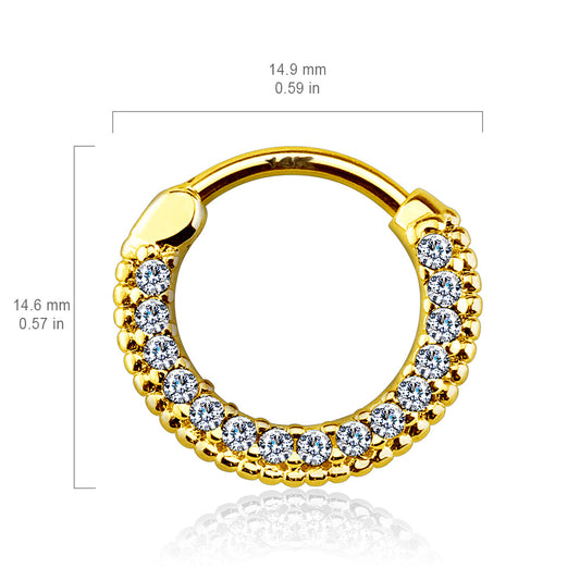 Braided Gem Pave Septum & Daith Hoop in 14K Gold - Septum. Navel Rings Australia.