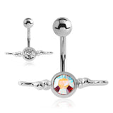 Beaded Hook Belly Bar - Basic Curved Barbell. Navel Rings Australia.