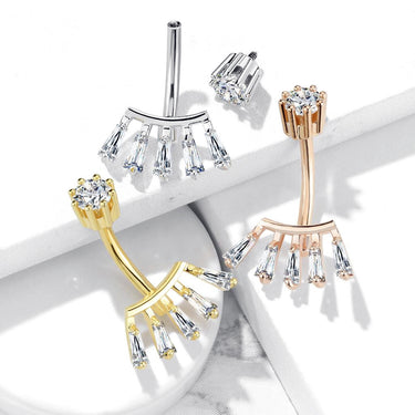 Tribal Fan Belly Bar with Gold Plating - Fixed (non-dangle) Belly Bar. Navel Rings Australia.