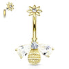 Buzzy Bee Belly Ring with Gold Plating