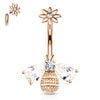 Buzzy Bee Belly Ring with Rose Gold Plating