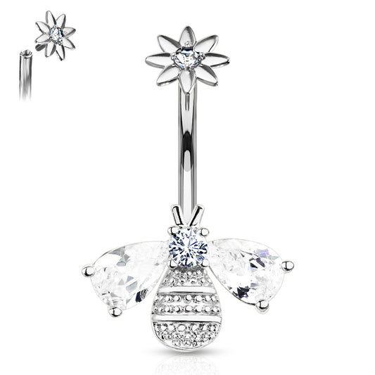Buzzy Bee Belly Ring - Fixed (non-dangle) Belly Bar. Navel Rings Australia.